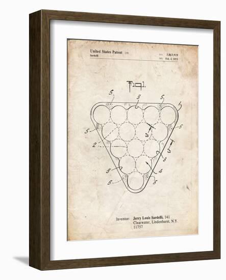 PP737-Vintage Parchment Billiard Ball Rack Patent Poster-Cole Borders-Framed Giclee Print