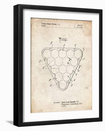 PP737-Vintage Parchment Billiard Ball Rack Patent Poster-Cole Borders-Framed Giclee Print