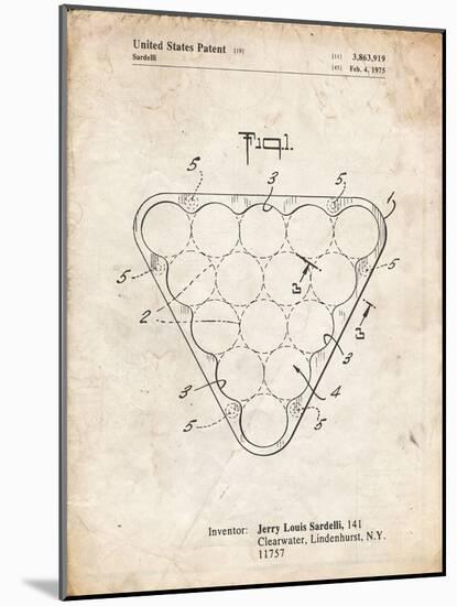 PP737-Vintage Parchment Billiard Ball Rack Patent Poster-Cole Borders-Mounted Giclee Print