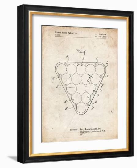 PP737-Vintage Parchment Billiard Ball Rack Patent Poster-Cole Borders-Framed Giclee Print