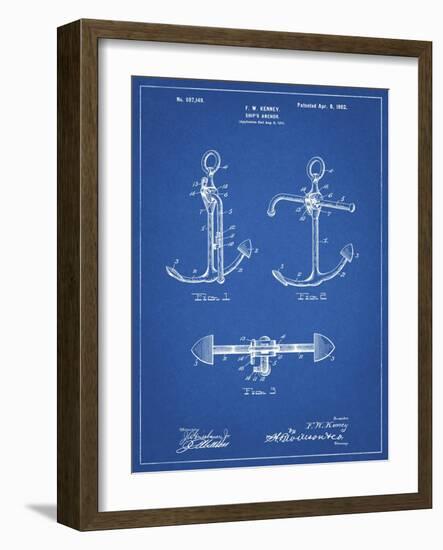 PP745-Blueprint Boat Anchor Patent Poster-Cole Borders-Framed Giclee Print