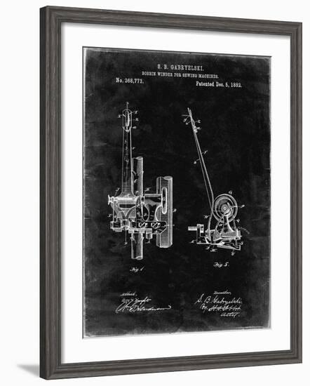 PP747-Black Grunge Bobbin Winder for Sewing Machines Poster-Cole Borders-Framed Giclee Print