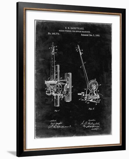 PP747-Black Grunge Bobbin Winder for Sewing Machines Poster-Cole Borders-Framed Giclee Print