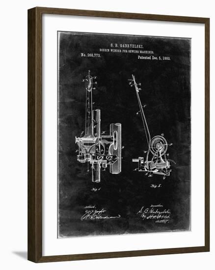 PP747-Black Grunge Bobbin Winder for Sewing Machines Poster-Cole Borders-Framed Giclee Print