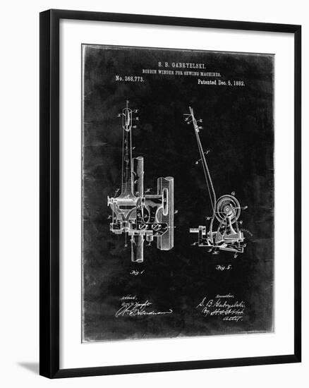 PP747-Black Grunge Bobbin Winder for Sewing Machines Poster-Cole Borders-Framed Giclee Print