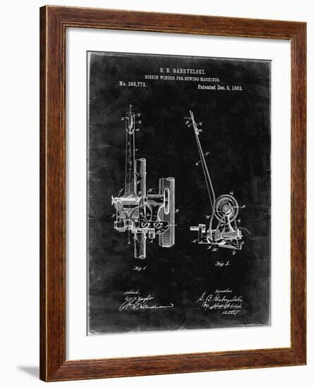 PP747-Black Grunge Bobbin Winder for Sewing Machines Poster-Cole Borders-Framed Giclee Print