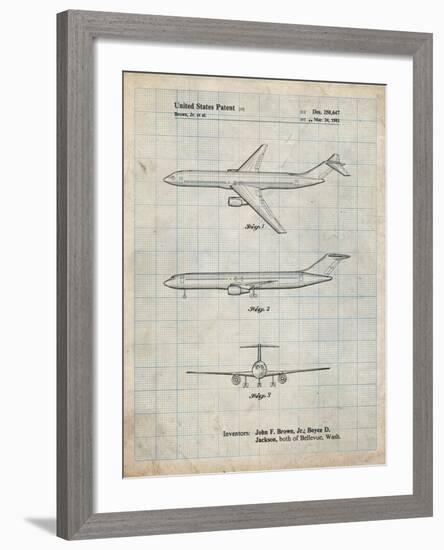 PP748-Antique Grid Parchment Boeing Concept 777 Aircraft Patent Poster-Cole Borders-Framed Giclee Print