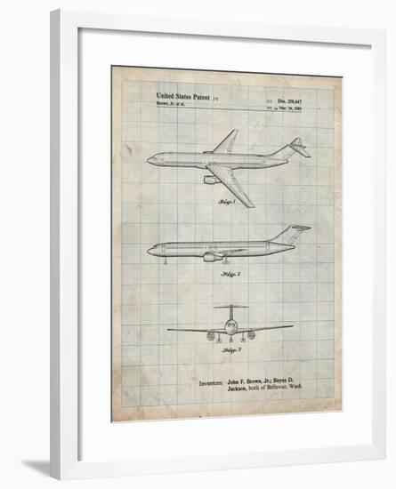 PP748-Antique Grid Parchment Boeing Concept 777 Aircraft Patent Poster-Cole Borders-Framed Giclee Print