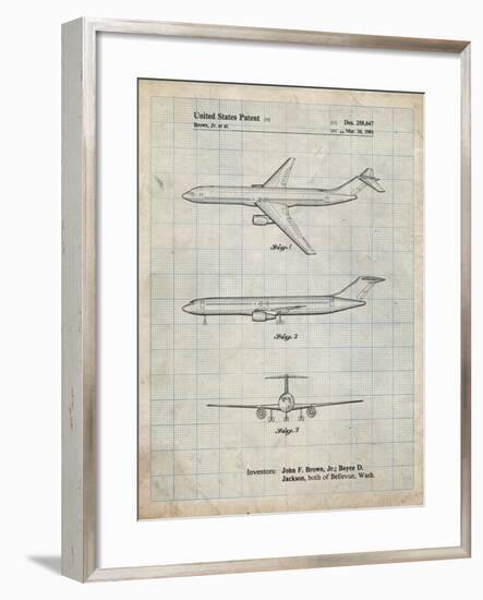 PP748-Antique Grid Parchment Boeing Concept 777 Aircraft Patent Poster-Cole Borders-Framed Giclee Print