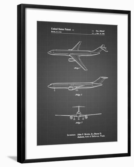 PP748-Black Grid Boeing Concept 777 Aircraft Patent Poster-Cole Borders-Framed Giclee Print