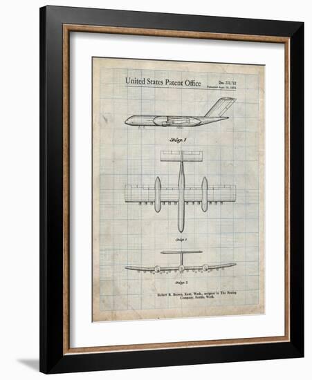 PP749-Antique Grid Parchment Boeing RC-1 Airplane Concept Patent Poster-Cole Borders-Framed Giclee Print