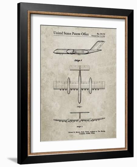 PP749-Sandstone Boeing RC-1 Airplane Concept Patent Poster-Cole Borders-Framed Giclee Print