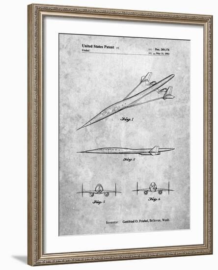 PP751-Slate Boeing Supersonic Transport Concept Patent Poster-Cole Borders-Framed Giclee Print