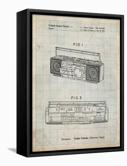 PP752-Antique Grid Parchment Boom Box Patent Poster-Cole Borders-Framed Premier Image Canvas