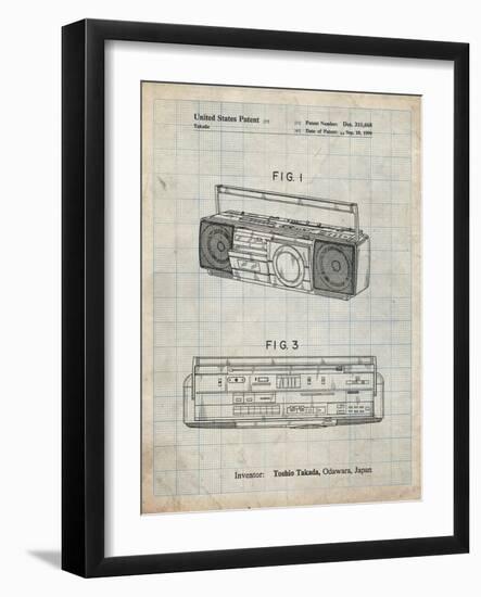 PP752-Antique Grid Parchment Boom Box Patent Poster-Cole Borders-Framed Giclee Print