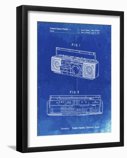 PP752-Faded Blueprint Boom Box Patent Poster-Cole Borders-Framed Giclee Print