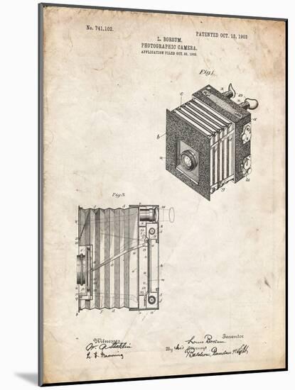 PP753-Vintage Parchment Borsum Camera Co Reflex Camera Patent Poster-Cole Borders-Mounted Giclee Print