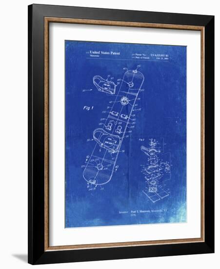 PP760-Faded Blueprint Burton Touring Snowboard Patent Poster-Cole Borders-Framed Giclee Print