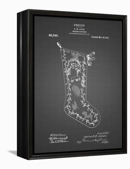 PP764-Black Grid Christmas Stocking 1912 Patent Poster-Cole Borders-Framed Premier Image Canvas