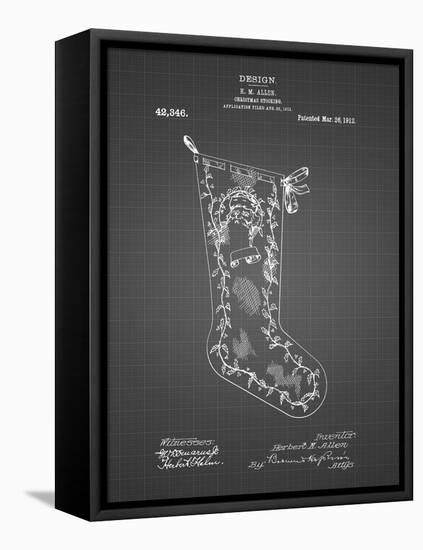 PP764-Black Grid Christmas Stocking 1912 Patent Poster-Cole Borders-Framed Premier Image Canvas