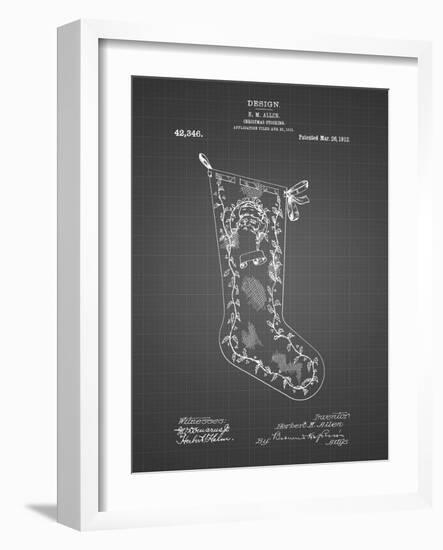 PP764-Black Grid Christmas Stocking 1912 Patent Poster-Cole Borders-Framed Giclee Print