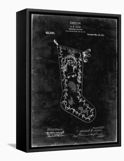 PP764-Black Grunge Christmas Stocking 1912 Patent Poster-Cole Borders-Framed Premier Image Canvas