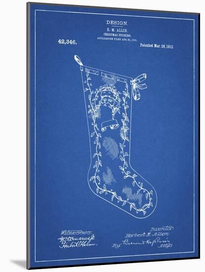 PP764-Blueprint Christmas Stocking 1912 Patent Poster-Cole Borders-Mounted Giclee Print