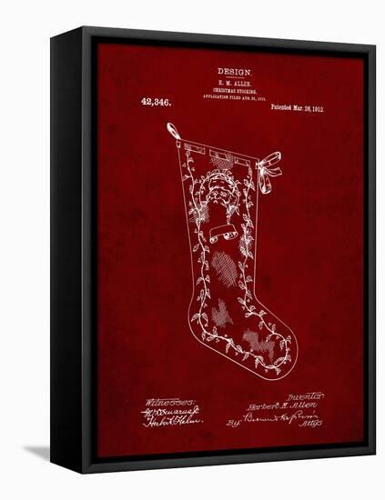 PP764-Burgundy Christmas Stocking 1912 Patent Poster-Cole Borders-Framed Premier Image Canvas