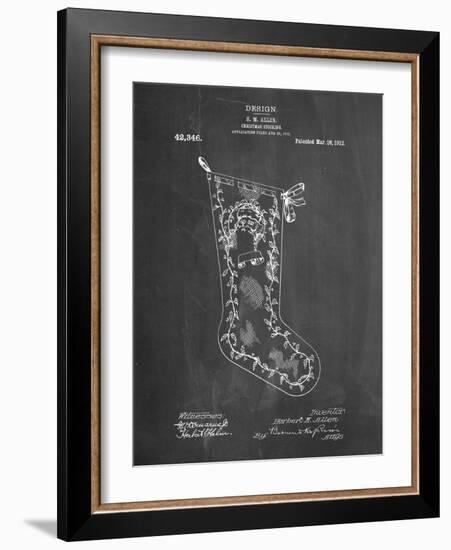 PP764-Chalkboard Christmas Stocking 1912 Patent Poster-Cole Borders-Framed Giclee Print