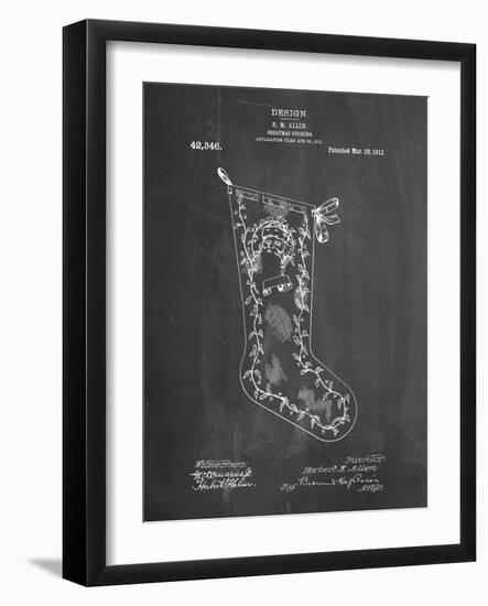 PP764-Chalkboard Christmas Stocking 1912 Patent Poster-Cole Borders-Framed Giclee Print