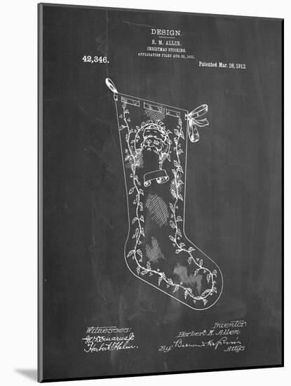 PP764-Chalkboard Christmas Stocking 1912 Patent Poster-Cole Borders-Mounted Giclee Print