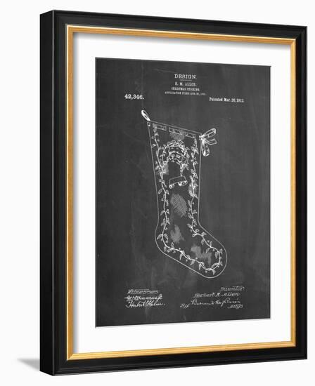 PP764-Chalkboard Christmas Stocking 1912 Patent Poster-Cole Borders-Framed Giclee Print