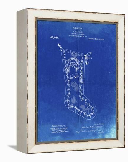 PP764-Faded Blueprint Christmas Stocking 1912 Patent Poster-Cole Borders-Framed Premier Image Canvas