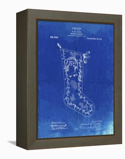 PP764-Faded Blueprint Christmas Stocking 1912 Patent Poster-Cole Borders-Framed Premier Image Canvas