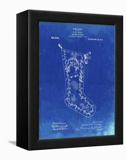 PP764-Faded Blueprint Christmas Stocking 1912 Patent Poster-Cole Borders-Framed Premier Image Canvas