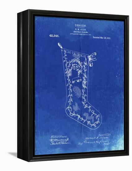 PP764-Faded Blueprint Christmas Stocking 1912 Patent Poster-Cole Borders-Framed Premier Image Canvas