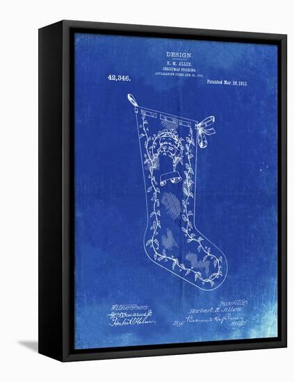 PP764-Faded Blueprint Christmas Stocking 1912 Patent Poster-Cole Borders-Framed Premier Image Canvas