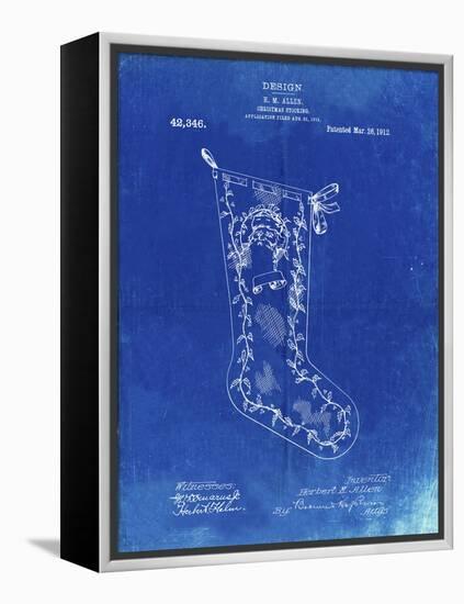 PP764-Faded Blueprint Christmas Stocking 1912 Patent Poster-Cole Borders-Framed Premier Image Canvas