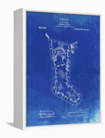 PP764-Faded Blueprint Christmas Stocking 1912 Patent Poster-Cole Borders-Framed Premier Image Canvas