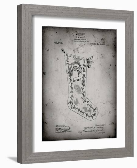 PP764-Faded Grey Christmas Stocking 1912 Patent Poster-Cole Borders-Framed Giclee Print