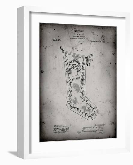 PP764-Faded Grey Christmas Stocking 1912 Patent Poster-Cole Borders-Framed Giclee Print