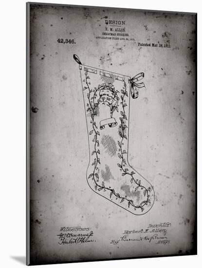 PP764-Faded Grey Christmas Stocking 1912 Patent Poster-Cole Borders-Mounted Giclee Print