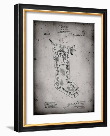 PP764-Faded Grey Christmas Stocking 1912 Patent Poster-Cole Borders-Framed Giclee Print