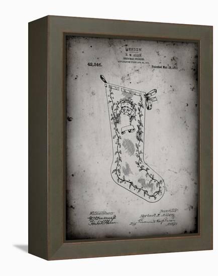 PP764-Faded Grey Christmas Stocking 1912 Patent Poster-Cole Borders-Framed Premier Image Canvas