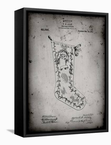 PP764-Faded Grey Christmas Stocking 1912 Patent Poster-Cole Borders-Framed Premier Image Canvas
