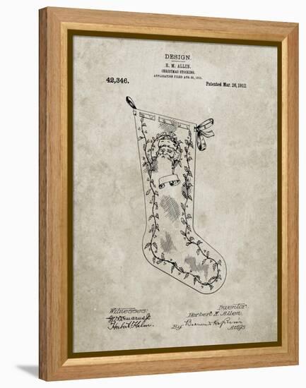 PP764-Sandstone Christmas Stocking 1912 Patent Poster-Cole Borders-Framed Premier Image Canvas