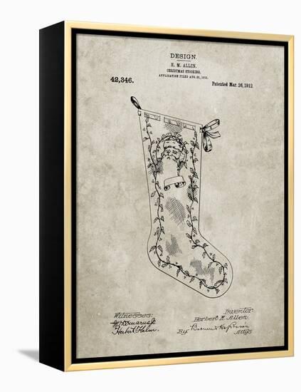 PP764-Sandstone Christmas Stocking 1912 Patent Poster-Cole Borders-Framed Premier Image Canvas