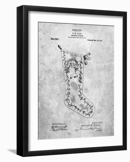 PP764-Slate Christmas Stocking 1912 Patent Poster-Cole Borders-Framed Giclee Print