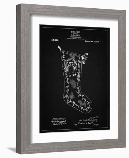 PP764-Vintage Black Christmas Stocking 1912 Patent Poster-Cole Borders-Framed Giclee Print