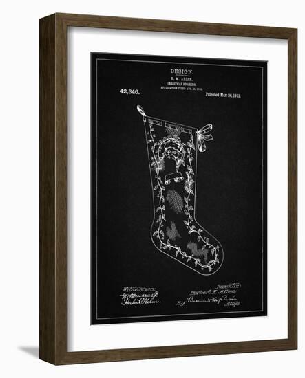 PP764-Vintage Black Christmas Stocking 1912 Patent Poster-Cole Borders-Framed Giclee Print